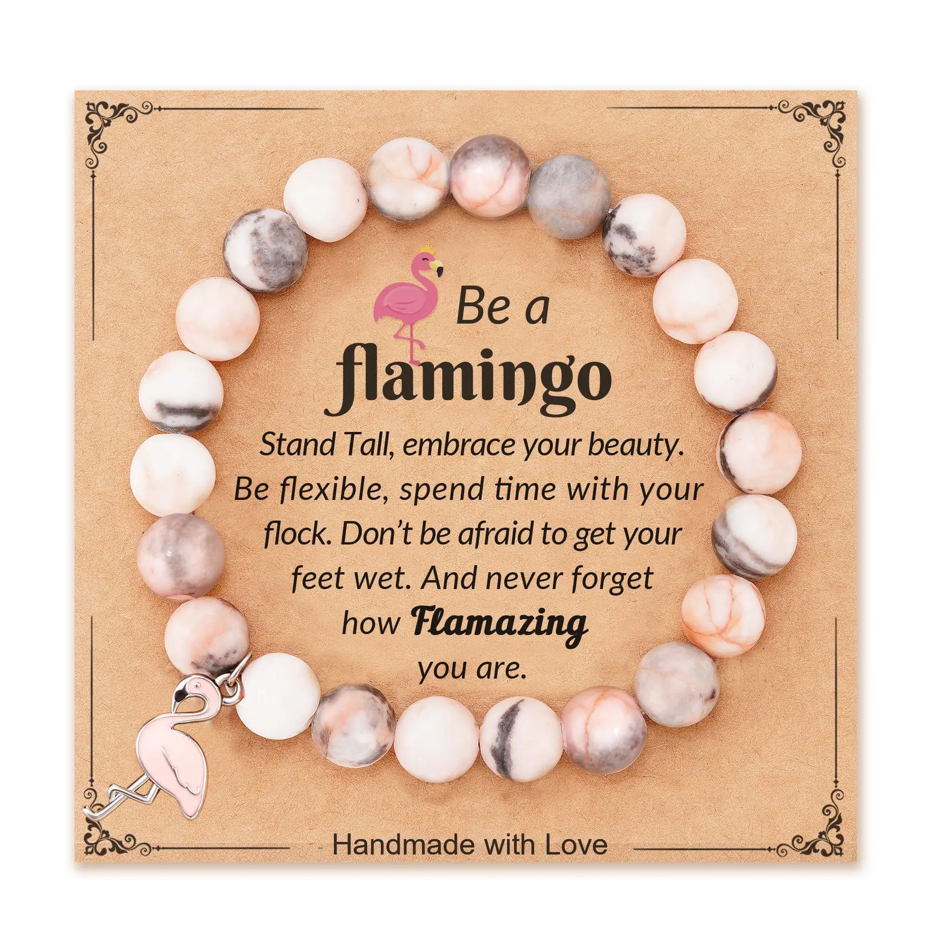 Pink Zebra Flamingo Bracelet+Flamingo Ca