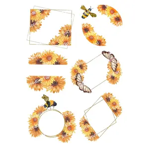 Sunflower Frame Waterslide Decals - Corner, Circle & Mixed Designs