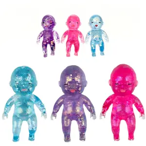Glitter Crystal Baby Dolls – 3-Pack (5.51” & 3.15”) Super Squishy Stress Relief Fidget Toy Perfect Birthday Christmas Valentine’s & Holiday Gift