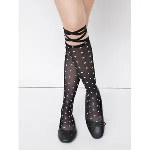 Cider POLKA DOT LACE-UP OVER THE CALF SOCKS