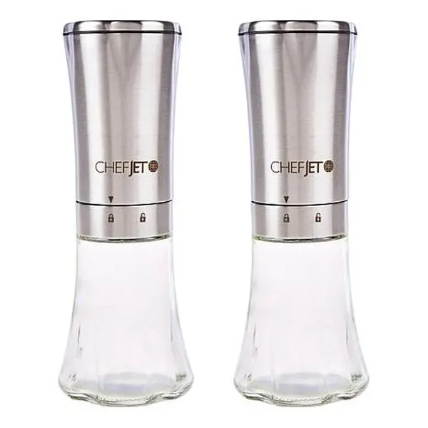 Chef Jet 2-pack Electric Gravity Spice Mills with Glass Chambers Chef Jet 2-pack Electric Gravity Spice Mills with Glass Chambers