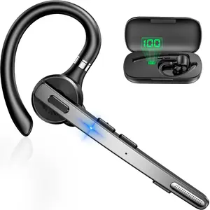 M53 New bee Bluetooth Headset, 72H Talktime Wireless Bluetooth Earpiece for Cellphone with 500mah Charging Case V5.1 Dual Mic Noise Cancelling Hands-Free Earphones for Office Driver
