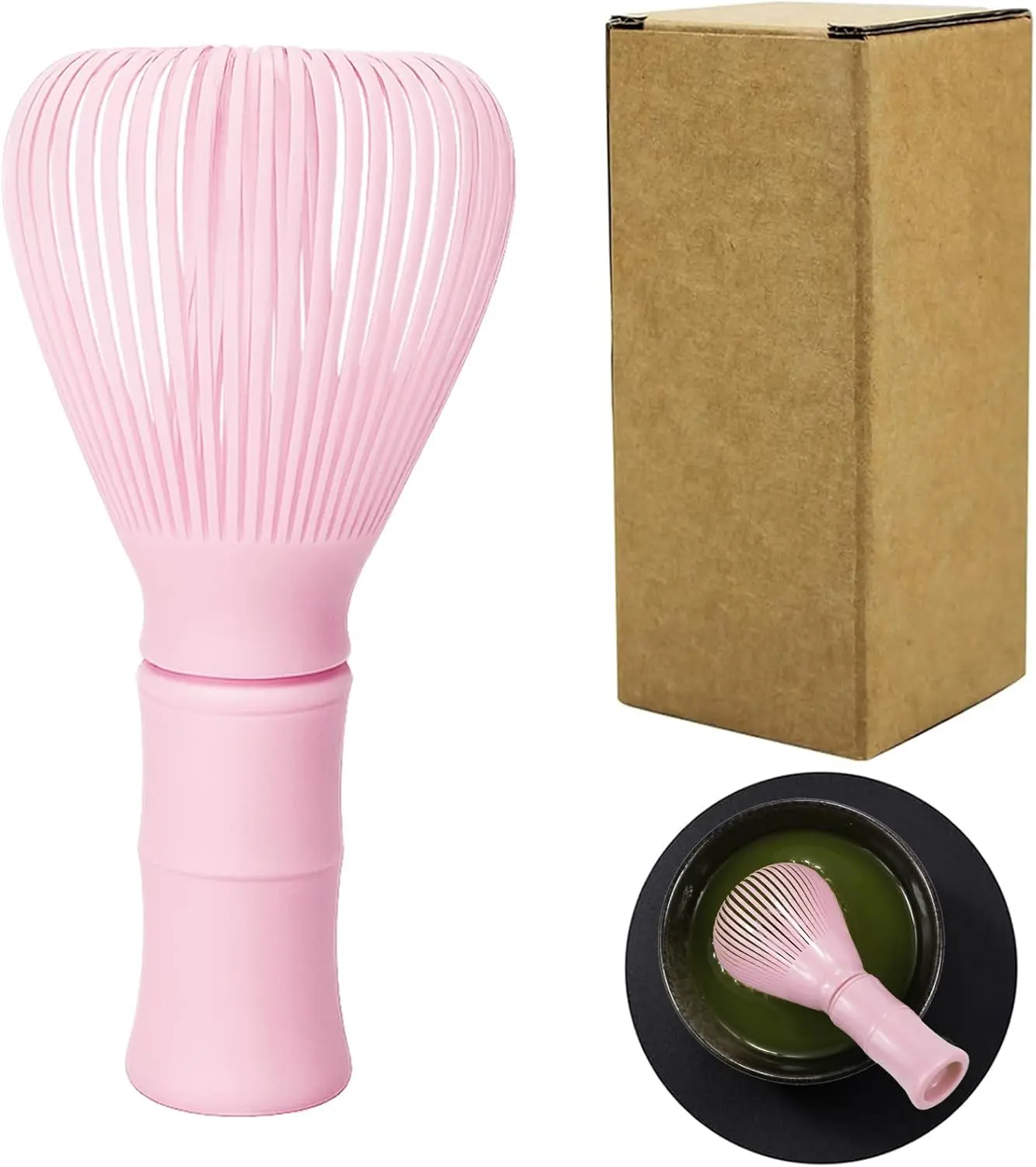 Resin Matcha Whisk Traditional Japanese Chasen Matcha Tea Whisk Gifts for Tea Lovers Reusable Plastic Matcha Whisk for Authentic Tea Preparation (Pink)