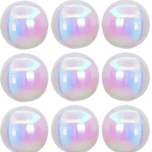 9 Piece Rainbow 4D Round Balloons Set, 12 Inch Full Image Transparent Foil Decorations, Foldable Rainbow Mermaid Party Balloons, Balloon Arch Decoration, Balloon Party Supplies