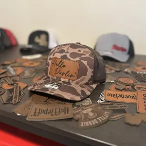 Hello Darlin Hat | Father's Day Gift | Leather Patch Hat | Leatherette | Trucker Hat