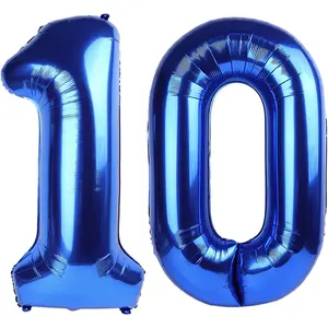 Number 10 Balloons 40 Inch Dark Blue 10th Birthday Decorations for Girls Boys for Engagement Wedding Celebration Party Graduations Photo Shoot