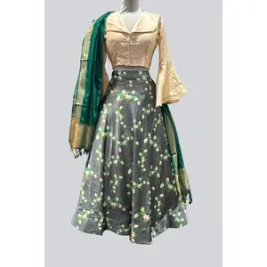 Beautiful Printed Taffeta Silk Lehenga with Crop top| Printed Design