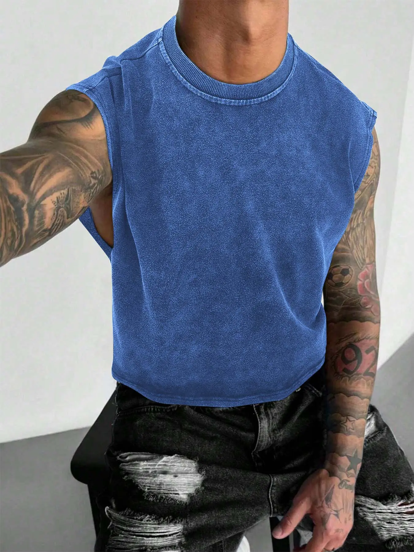 【TDOTW】4-Pack Acid-Wash Sleeveless Tank Tops – Men's Casual Daily & Workout Outfits, Soft Cotton Blend Fabric, Relaxed Fit, 4-Pack Set, Multi-Color Washed Style 【TDOTW】4-Pack Acid-Wash Sleeveless Tank Tops – Men's Casual Daily & Workout Outfits, Soft Cotton Blend Fabric, Relaxed Fit, 4-Pack Set, Multi-Color Washed Style