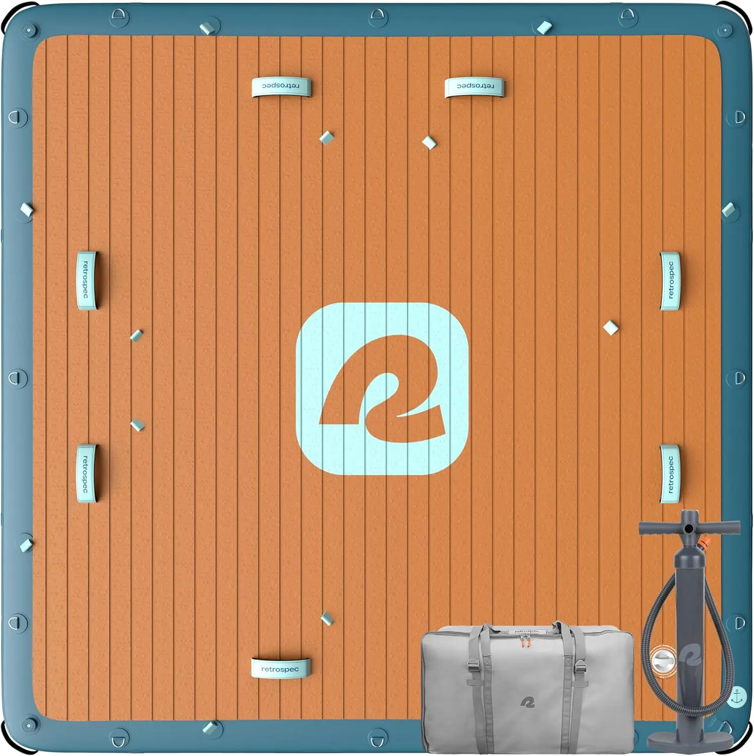 Retrospec Siesta Dock 7' & 10' XL Inflatable Floating Platform - Lake & Pool Essential with 1050lb & 1500lb Capacity - Multi-Person Water Dock with D-Rings & Pump