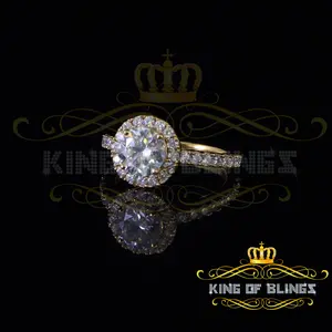 King Of Blings 10K Yellow Gold 2.50CT 'VVS' 'FL' D clr Pear Cut Moissanite Women's Ring Size 7 Custom Label 20542Y-A299KOB