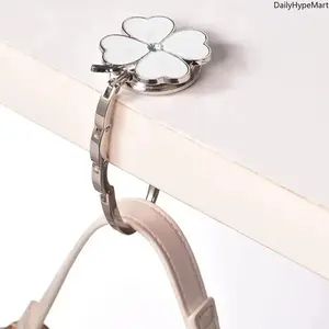 Clover Foldable Purse Hook, Portable Handbag Holder for Table
