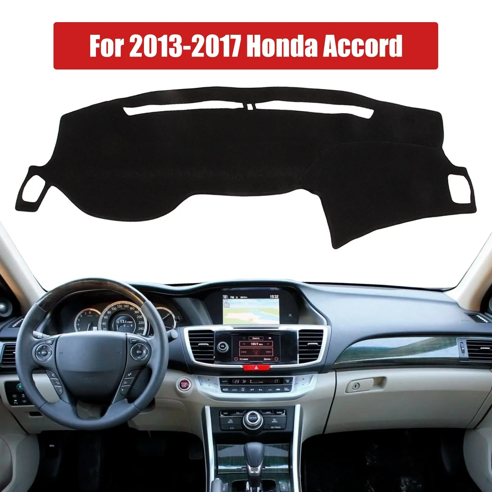 Motorbymotor Dashboard Mat for 2013 2014 2015 2016 2017 Honda Accord Mat Dash Cover Pad Carpet,Dashboard Pad Carpe,Sunscreen, heat insulation, anti glare, reflective protection dashboard