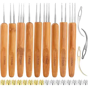 9 Pcs Durable Dreadlock Crochet Hooks, 0.5mm/0.75/1mm Dreadlock Crochet Needles with Interlocking Tool for Locs, Ideal for Hair Braid Craft, Maintaining Real Dreadlocks