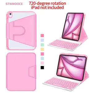 STWMOOCE 720 Rotation iPad Keyboard Case Magnetic Detachable Bluetooth Wireless Keyboard with Pencil Holder Flip Cover Tablet Case Compatible with iPad 10.2-inch 7/8/9th, 10.9-inch 10th/A16, Air 4/5, Air 11/13-inch M2/M3/M4, Pro 11/13-inch M4/M5 Cute Pink