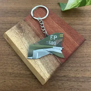 F4 Phantom Jet Tail Keychain Military Camouflage Metal Key Ring for Aviation Enthusiasts
