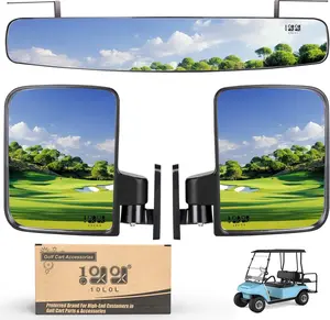 Golf Cart Mirrors Contains Folding Side Mirrors and Rear View Mirror Universal for Yamaha Club Car DS Precedent/EZGO TXT RXV
