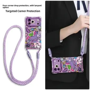 2026 Purple Unicorn Shockproof Phone Case, Full-Body Anti-Drop iPhone Casing with Protective Lanyard, Durable Stylish Accessory for Outdoor Sports & Leisure, Fits All iPhone Series summervibes