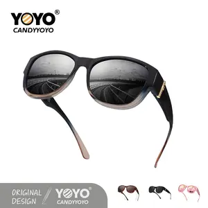 Polarized Fit Over Sunglasses for Women Wear Over Prescription Glasses Oversized Cat Eye Sun Covers with Side Windows UV400