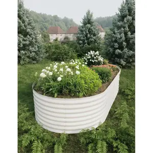 Galvanized Raised Garden Bed Metal Planter Box for Vegetables, Flowers, Herbs, Rust-Resistant Outdoor Garden Box, Easy Assembly Raised Beds for Gardening