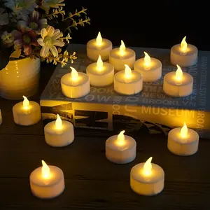 50pcs Flameless Tea Lights High Bright Warm Yellow Light Small Tea Wax  can work for 200 hours, for Christmas, DIY, mood lighting, parties, holidays, prayer, home decorations Led Decorating Wedding flameless votive