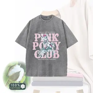 UNISEX Vintage Washed Cotton T-Shirt - Pink Pony Club Chappell Roan Graphic, Oversized Retro Dancing Tee