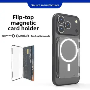 Flip mobile phone paste card cover transparent back paste magnetic work permit Polaroid storage student card bag magnetic card bag
