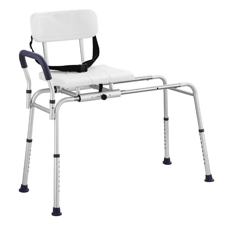【Summerfinds】 VEVOR Sliding Tub Transfer Bench, Height Adjustable Bathtub Transfer Bench with Cut-Out Seat, Reversible Backrest Safety Belt, Non-Slip Shower Chair for Elderly Disabled Handicap, 400LBS Capacitydealsforyoudays