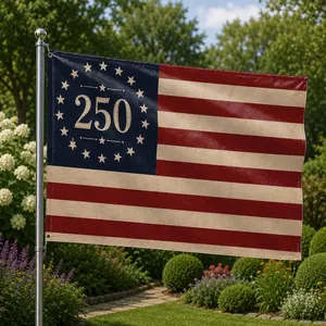 250 Years American Flag 1776–2026 Patriotic Garden Flag, Betsy Ross Style USA Semiquincentennial Flag, Independence Anniversary Outdoor Yard Decor, USA Freedom Celebration Decor