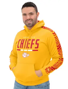 Zubaz NFL   Men's Linebacker Alternate Color 2 Color Zebra Sleeve Panel Hoodie, KANSAS CITY CHIEFS