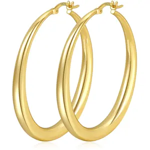 925 Silver Needle Circle Thick Earrings Large Circle Hoop Irregular Needle Personality Earrings Circle Hoop Earrings Women's Gift wide hoop earring