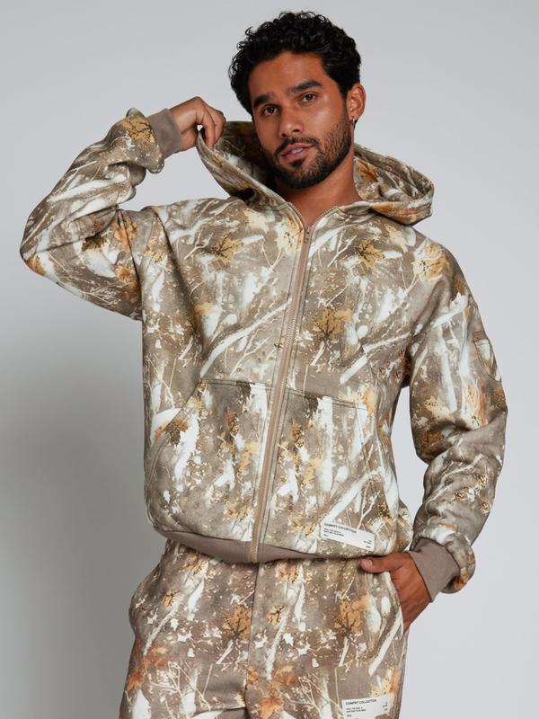 Unisex Camo Zip Hoodie – Full Zipper Hoodie for Casual & Outdoor Wear
