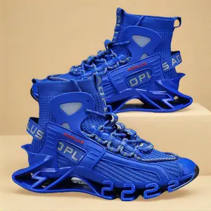 1 Pair Blade Runner High-Top Sneakers | Futuristic Mecha Streetwear! Blade Shock-Absorbing Tech + Knit Sock Upper, Perfect for Gym Training, Street Style & Hardcore Fits – The Ultimate Head-Turning Battle Shoe for Guys!