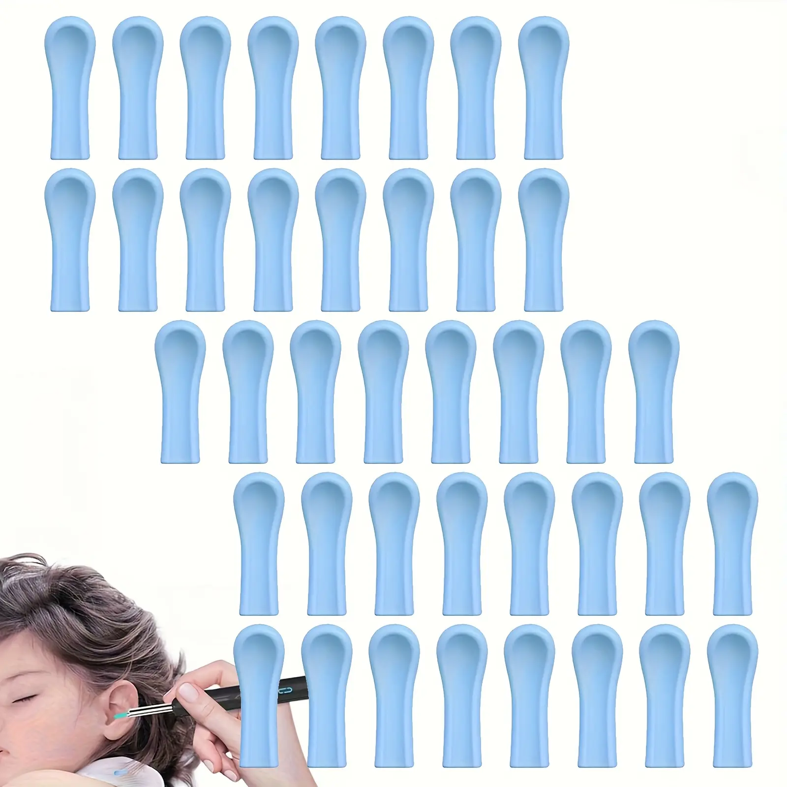 40 Counts Silicone Ear Spoon Replacement Heads, Reusable and Washable, Universal Size 1.47x0.12 Inches, No Power Needed, Suitable for All Sizes, Earwax Removal Tool, Ear Cleaning Tool, Ear Cleaners