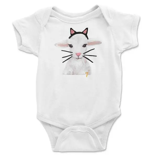 Hand-Painted Kitty Lamb Onesie for Adorable Style