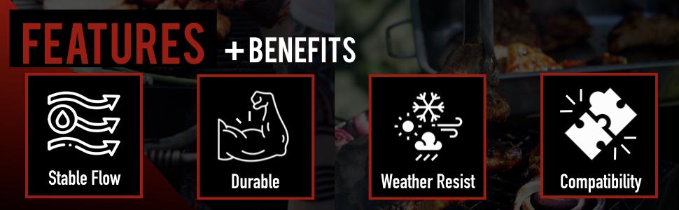 GasXpert Improved Propane Quick Connect Hose for RV to Grill, 12FT RV Propane Hose with Blackstone Propane Elbow Adapter, Fit for Blackstone 22 Inch Griddle & 17" Grill