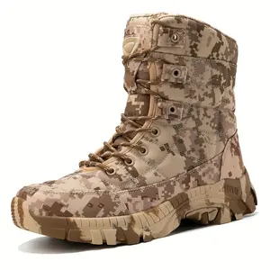 Men's High-Top Camo Tactical Boots - Durable, Non-Slip & Comfortable Lace-Up Outdoor Shoes with Canvas Upper for Hiking, Trekking & Casual Wear