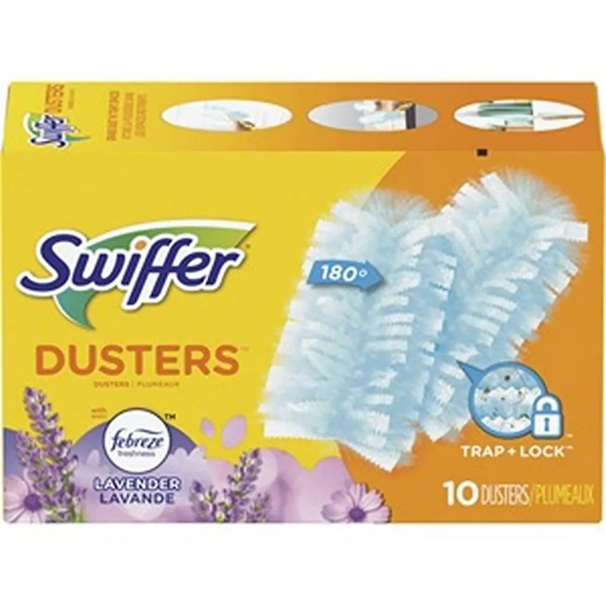 SWIFFER PGC21461 Duster Refill - Pack of 10, Soothing Vanilla & Lavender Scents, Coated Fiber, Traps Dust, Multi-Surface Household Cleaning Supplies