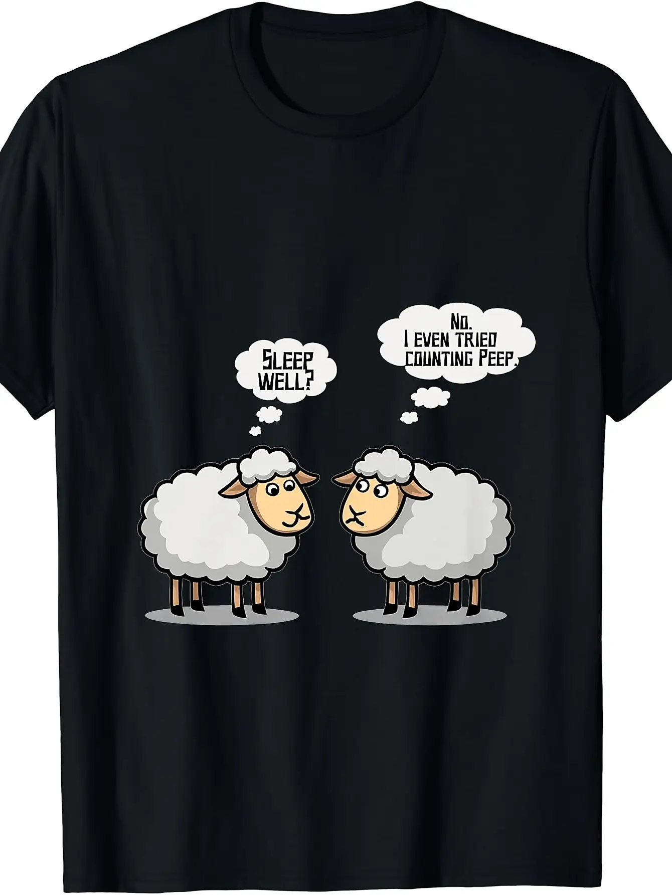 Funny Sheep Pun T-Shirt - Retro Sheep Counting Pee unisex soft cotton short sleeve t shirt, vintage graphic casual tee for men women teens, perfect birthday holiday gift for camping travel gym daily street  wear