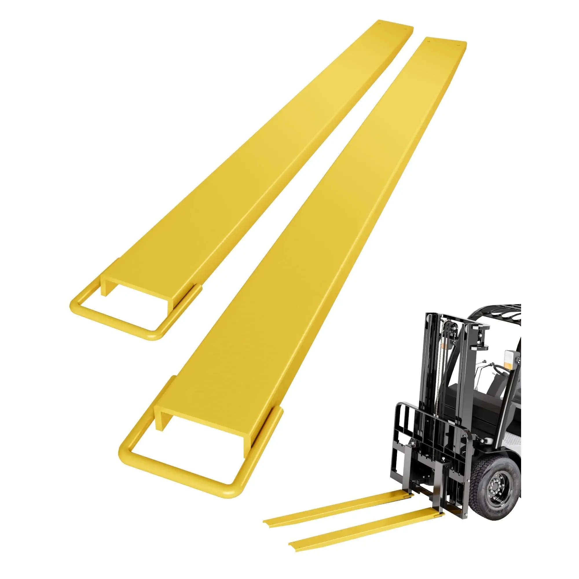Anti-Slip Heavy Duty Steel Forklift Extensions, 72in L x 5.5in W, 4600LBS Capacity, Tool-Free Installation, 60-inch Compatible, Fits Standard 5-inch Wide Pallet Forks, Vehicle Accessories for Farms & Industrial Facilities (Yellow)