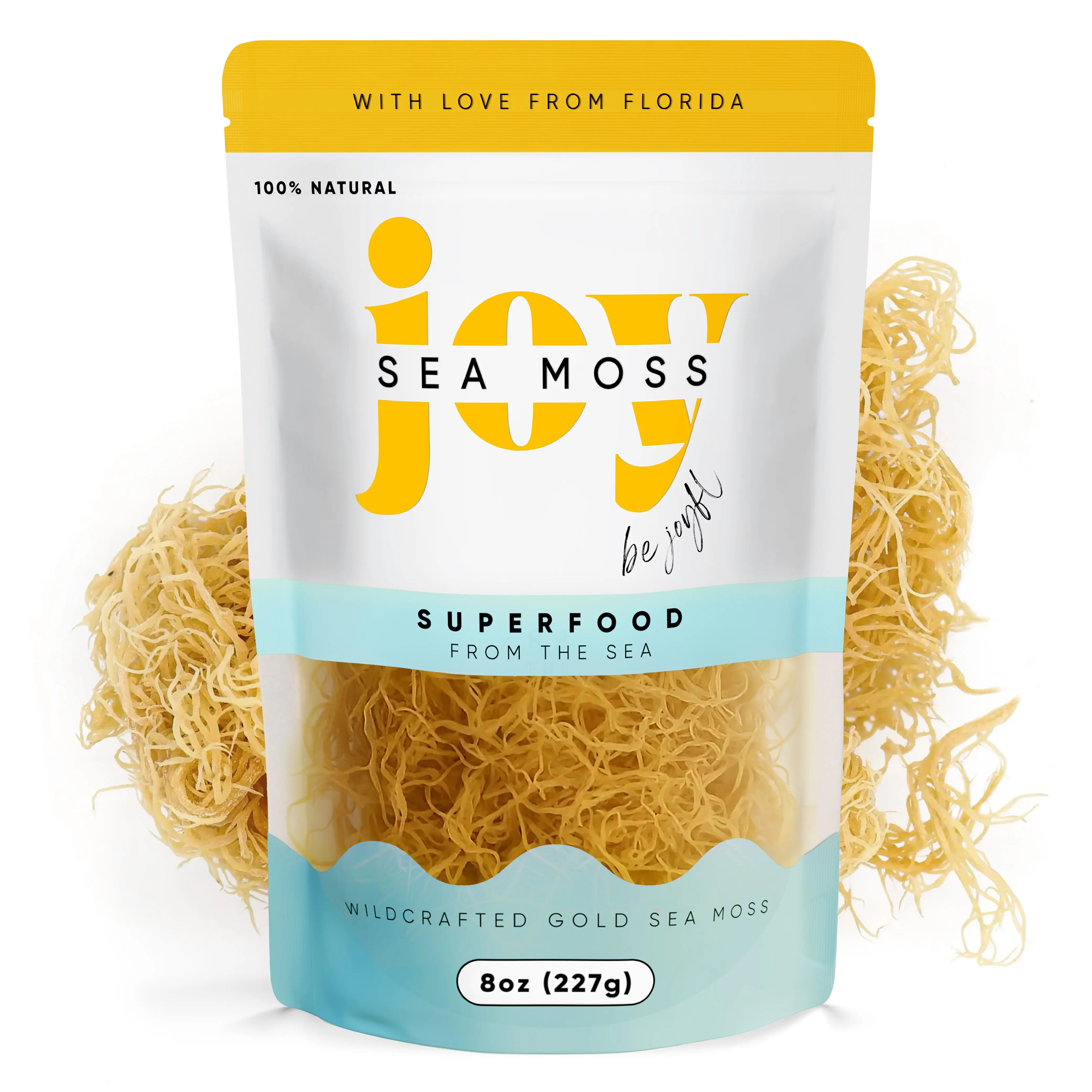 Joy Sea Moss Wildcrafted Sea Moss 100% Natural Raw Dried Seamoss from St Lucia Makes 150 oz Gel No Additives 8oz Bag
