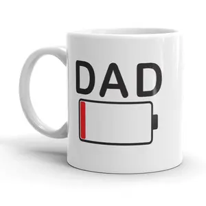 Dad Battery Mug Funny Fathers Day Coffee Cup - 11oz Funny Coffee Mugs Ceramic Printed Drinkware Cup