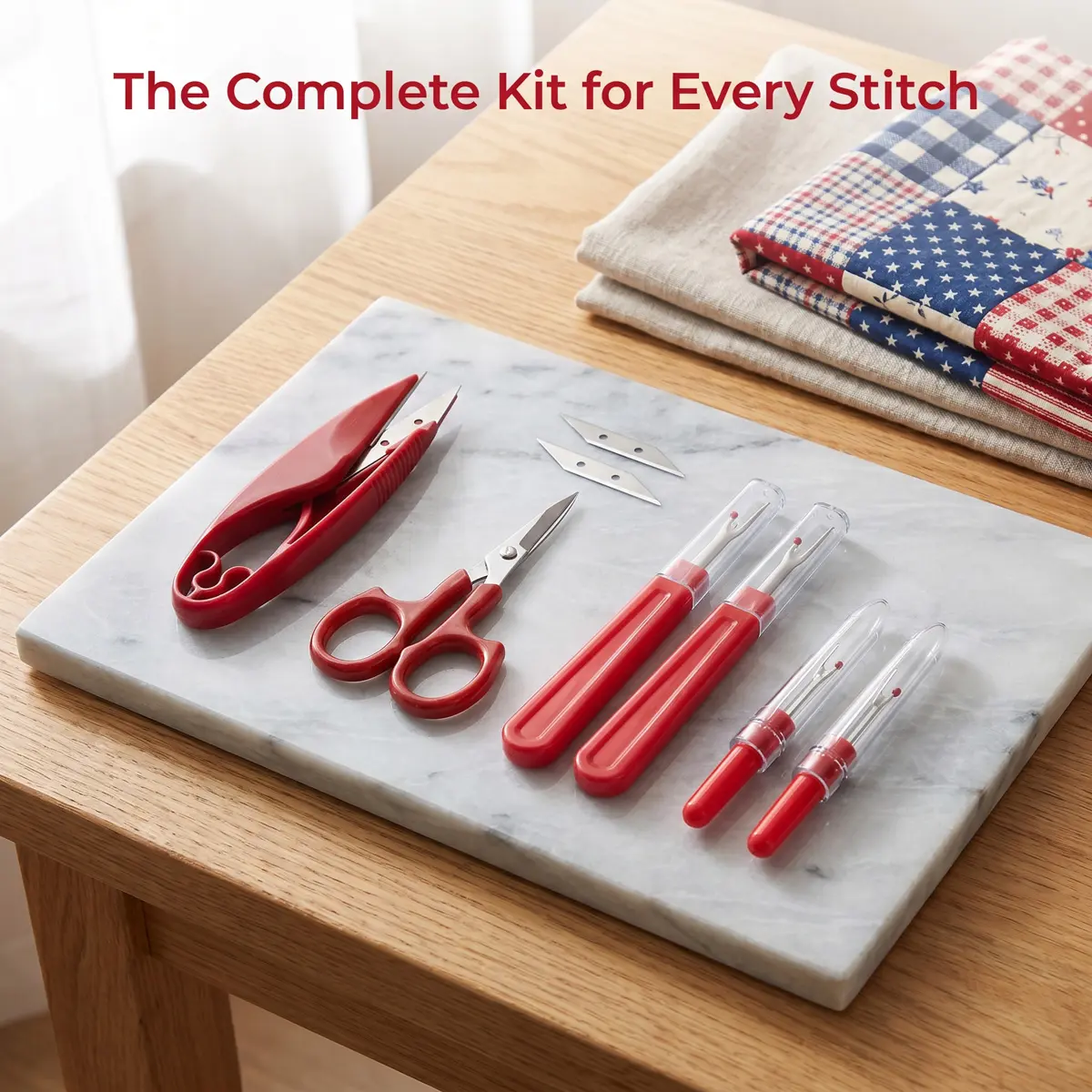 Professional Ergonomic Seam Ripper Kit, Accurate Stitch Removal Sewing Cutting Tools with Pouch for Quilting, Leather, Denim, Beginner Sewing Supplies