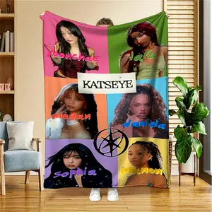 KATSEYE 6-Member Group K-Pop Inspired Flannel Blanket - Plush With Yona, Danna, Sofia, Mianon, Dani & Members - All-Season Soft Bedspread For Bed, Couch, Gift For Fans