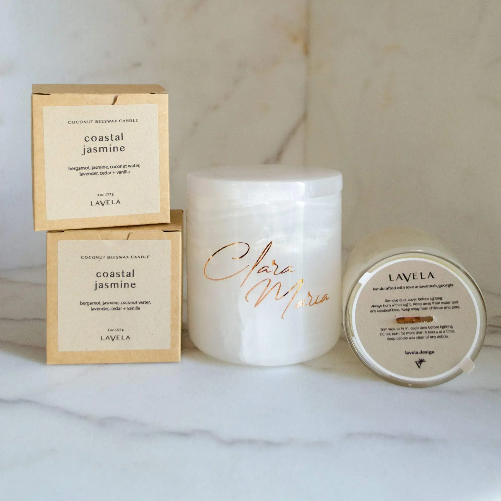 luxe stone vessel + candle set