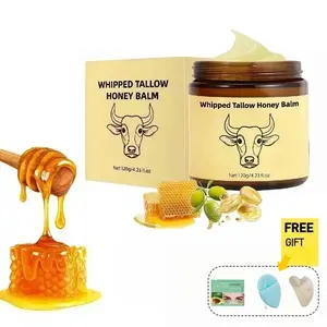 Nourishing Honey Tallow Balm, Lightweight Whipped Texture, Deep Moisturizing Salve for Face, Hands and Body