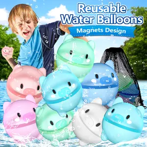 【Mother‘s Day Gift】Reusable Splash Water Balloons，8/12/16PCS, Cute Piggy Design, Multiple Color Combinations. Perfect for Birthdays,Inflatable Swimming Pools , Holidays, Pool Parties, Graduation Ceremonies And Other Event.Full of Fun.Summervibes.