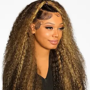 30” inche Brown Highlight curly wig -Human hair