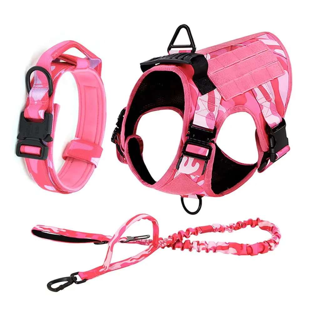 Pink Camo Harness and leash and collar