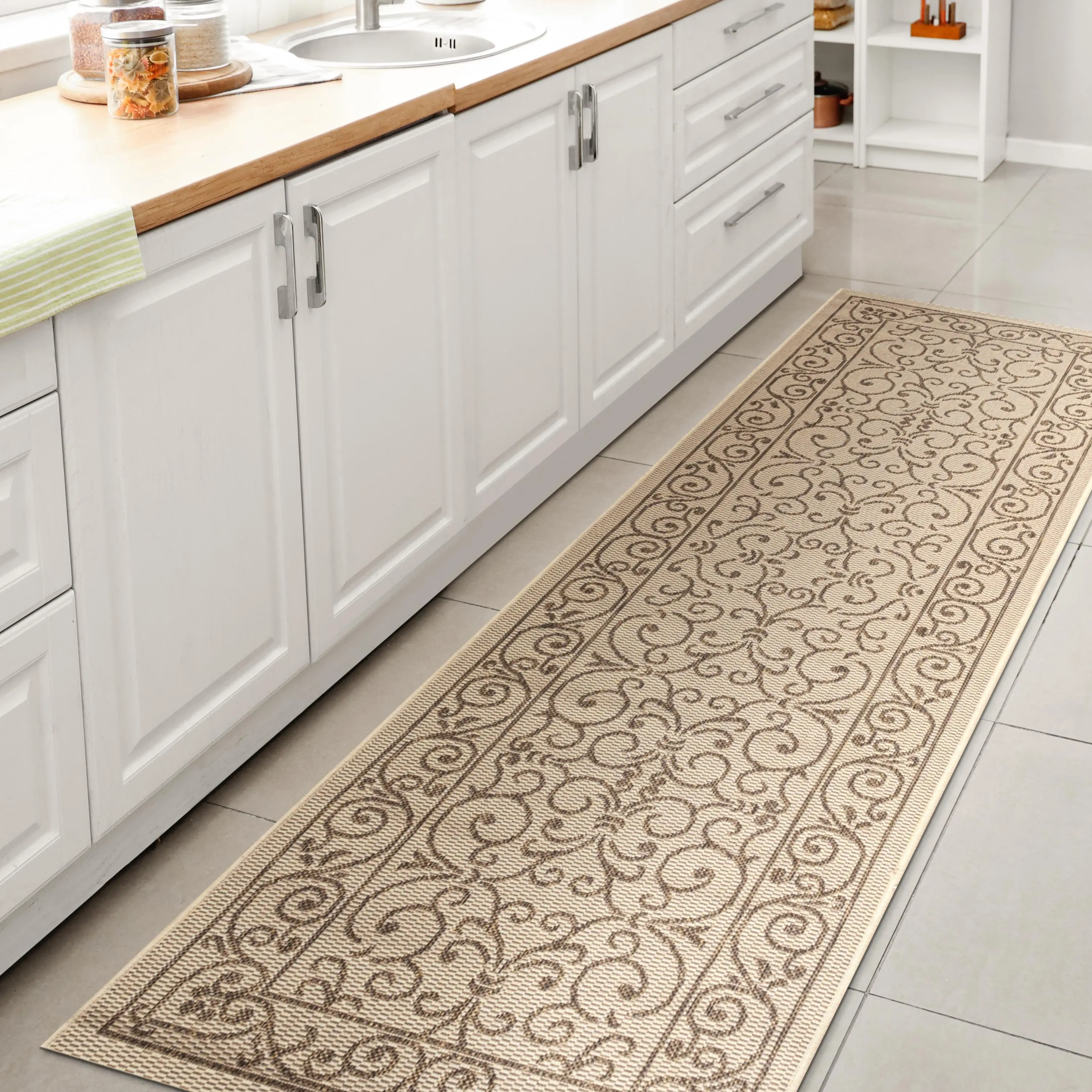 JONATHAN Y Charleston Vintage Filigree Textured Flat Weave Rug - Indoor/Outdoor Runner, Home Decor, Bohemian Style, Boho Chic, Classic Area Rug for Living Room, Patio, Bedroom, Home Decor Rug