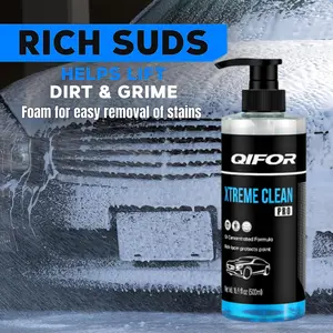 QIFOR Car Wash Soap Concentrate, Car Wash Liquid, Ultra-Concentrated,Streak-Free, Foamy Suds, Bug Remover, with Wax, Ph Neutral
